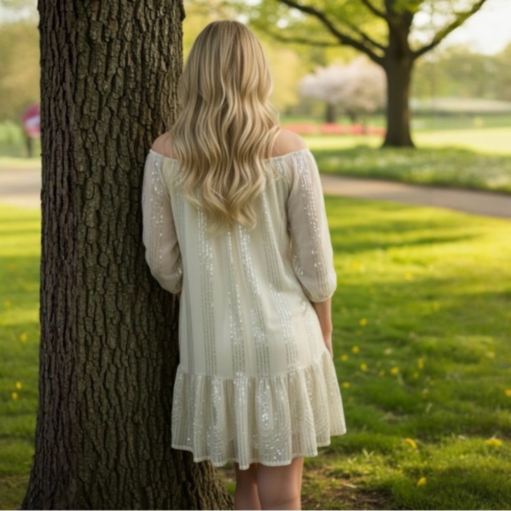Caroline K Beaded Sands Sequin Swing Dress by Anthropologie - Picture 7 of 13